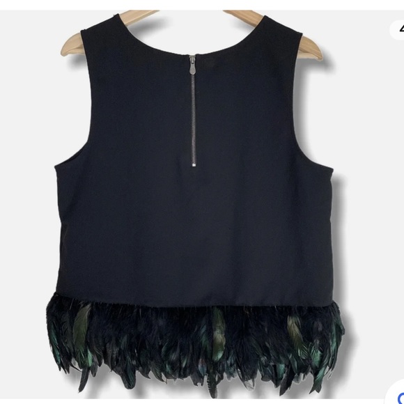 (NWT)🛍️NICOLE BY NICOLE MILLER 10 YR ANNIV SLEEVELESS BLOUSE-FEATHER TOP SZ LRG - Picture 2 of 14